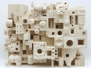 Wooden block abstract sculpture