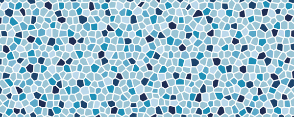 Mosaic background or cracked blue ceramic pebble tiles. Abstract pattern scene. Random color vector illustration. Art & Illustration