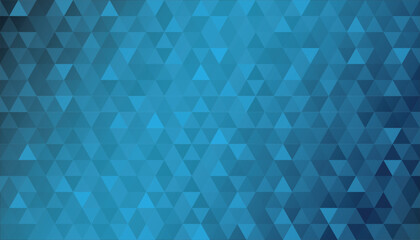 Blue gradient triangle mosaic pattern background. Dark blue abstract background. Simple retro geometric shapes. Vector illustration.