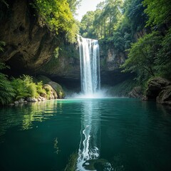 Fototapeta na wymiar Calm Waterfall Oasis