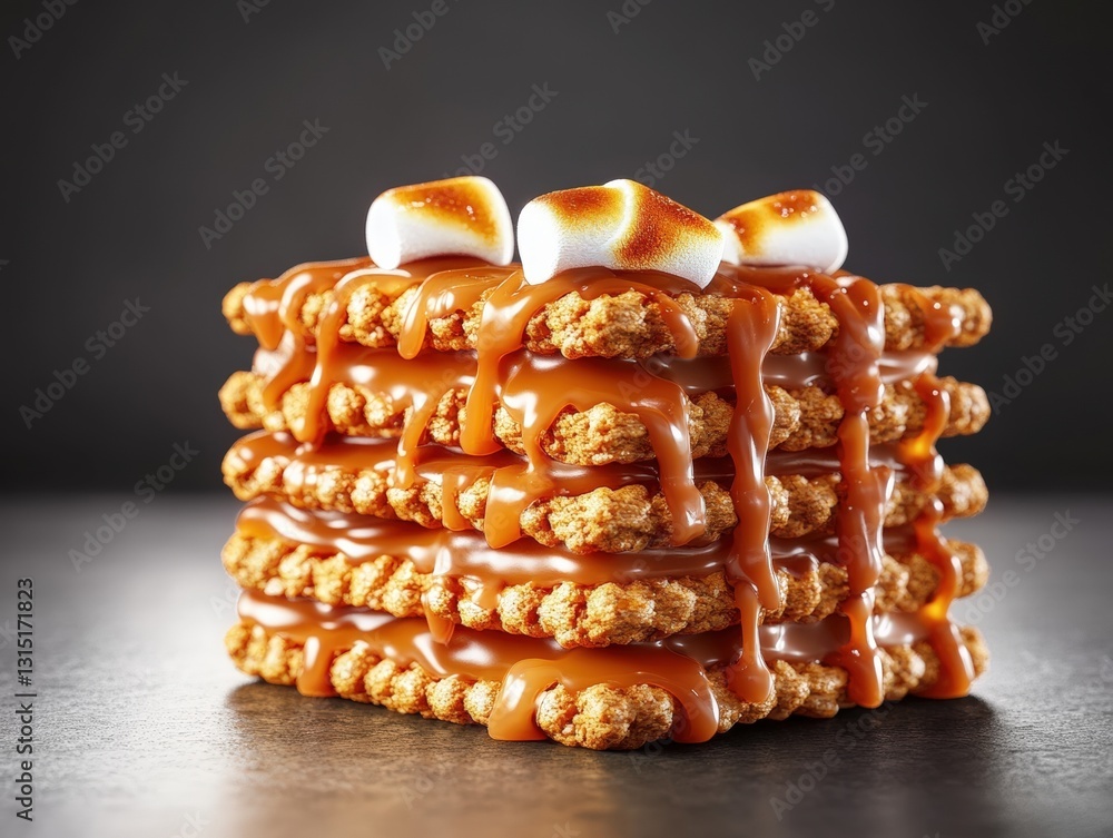 Poster scrumptious stack of three caramel cookies with rich flavor and chewy texture perfect for any cookie