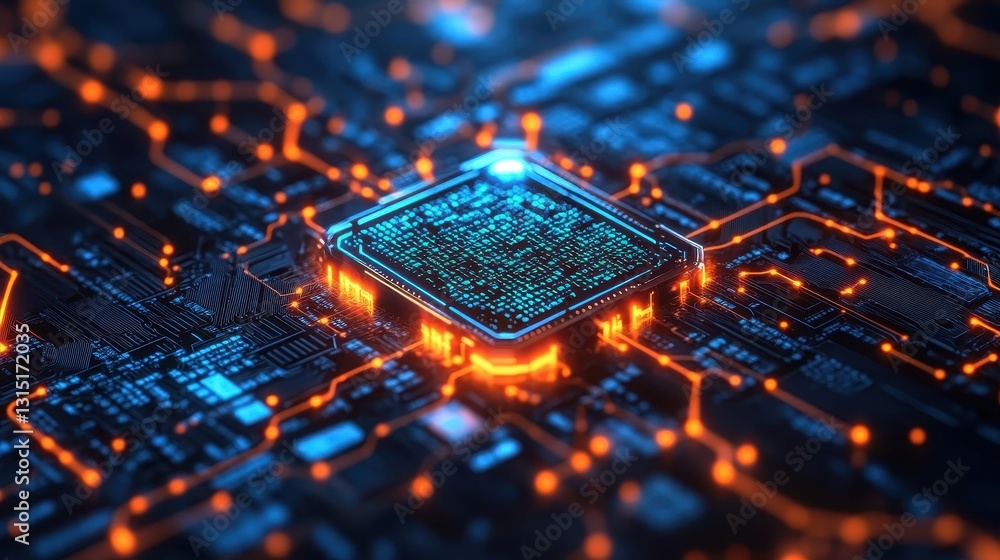 Poster technological innovation showcase digital circuitry visual abstract cyber environment close-up elect
