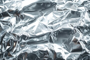 Close-up on crumpled aluminum foil. The surface is reflective, with many angles catching the light,