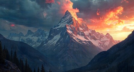 Sunset Majesty: The Glowing Peaks