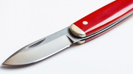 Fototapeta premium A close-up of a classic pocket knife on a white isolated background