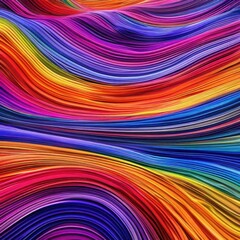 Abstract wave pattern with green and blue stripes and gradient transitions. Generated AI