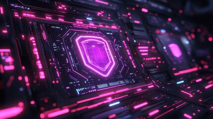 Obraz premium Data security visualization digital realm graphic design futuristic environment high-tech viewpoint