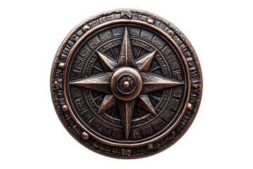 Fototapeta premium Bronze compass with a star isolated on transparent background