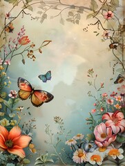 Whimsical Garden: A Tapestry of Butterflies and Blooms