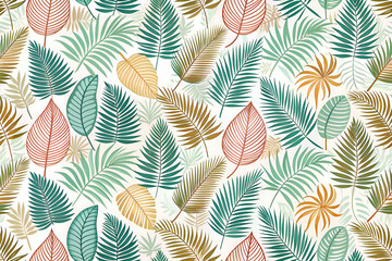 Tropical Leaves Seamless Pattern. Exotic Palm Foliage Background