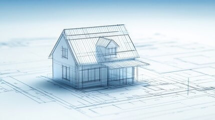 Modern house blueprint, detailed architectural plans for residential construction and design