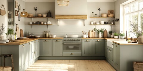 A clean and stylish kitchen interior featuring modern design elements