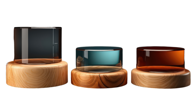 3D Cylinder and Cube Podium Isolated on Transparent Background, PNG - Powered by Adobe