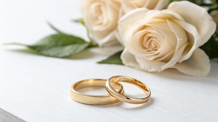 Elegant wedding branding: engagement rings placed on a refined table setting