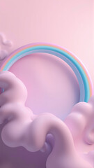 Fototapeta premium Bright rainbow and pink clouds