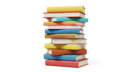 stack colorful books isolated on white background