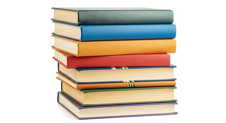 stack colorful books isolated on white background
