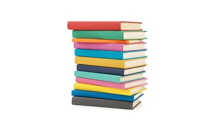 stack colorful books isolated on white background