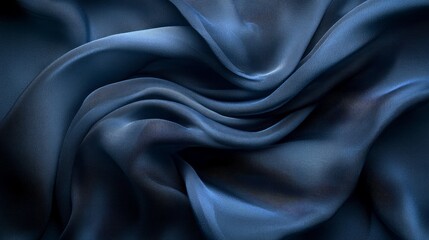 Obraz premium A delicate deep blue fabric undulates softly, displaying intricate folds that play with light. The smooth texture invites touch, evoking a sense of comfort and elegance in its serene beauty