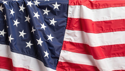 Obraz premium American flag draped indoors, soft natural light highlighting fabric