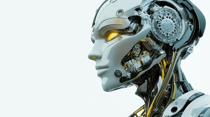 Fototapeta premium Intriguing robot with a clockwork head, fusion of time and technology mechanical