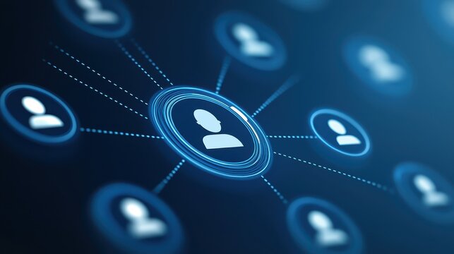 Connecting the world, circular display of social media icons on vibrant blue background