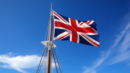 Obraz premium Historic British Union Jack Flag Mast