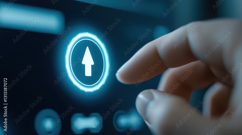 Poster interactive kiosk, fingertip navigation on digital touchscreen display fingertip