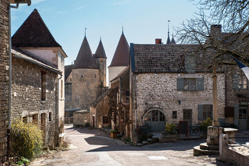 Ancient village of Châteauneuf in Burgundy, France