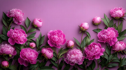 Fototapeta premium Soft Peonies on a Dreamy Purple Background – Wedding Theme