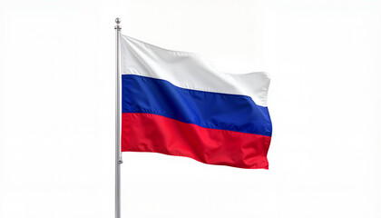Obraz premium Russia flag at half-mast against white background, symbolizing mourning