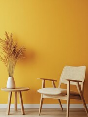 An inviting chair stands next to a round table in a room