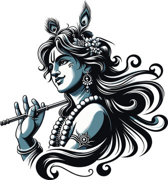 🕉️ Krishna Vector Silhouette &ndash; Minimalist Designs for Tattoos & Spiritual Logos
