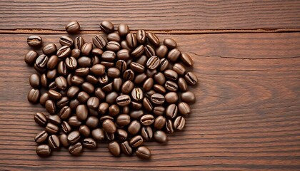 Aromatic Coffee Beans on Rustic Wood Surface: A Rich and Inviting Still Life