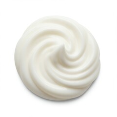 White cream swirl, cosmetic texture, soft focus, high detail, macro photography, skincare product, circular shape, smooth surface, whipped consistency, creamy texture, pure white, glossy finish, beaut
