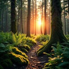 Sunlit Mystique of the Emerald Forest