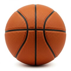 Fototapeta premium basketball, orange sphere, textured surface, black lines, sports equipment, round object, indoor lighting, isolated on white background, high detail, photorealistic, studio photography, close-up shot 