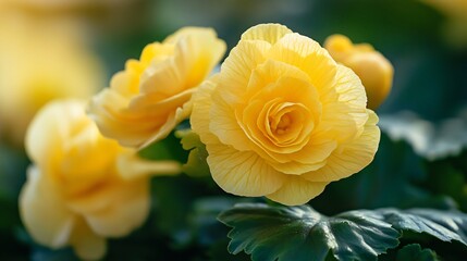 Vibrant yellow begonia flower coastal growth