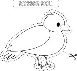 bird scissor skill coloring page