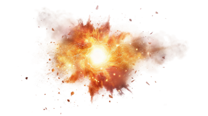 Supernova, a dazzling and energetic explosion that releases vast amounts of light and energy into space isolated on transparent background
