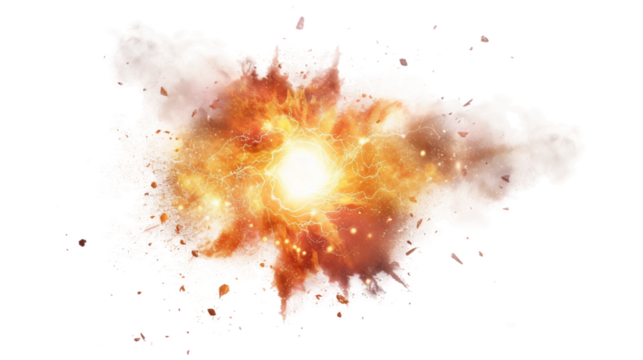 Supernova, a dazzling and energetic explosion that releases vast amounts of light and energy into space isolated on transparent background