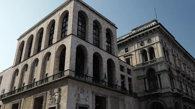 Milan, Italy - February 2025 - Visiting the exterior of the historic buildings of the Lombard capital