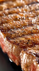 Fototapeta premium Flame-kissed steak on elegant plate showcasing juicy surface texture that invites gastronomic delight and culinary art