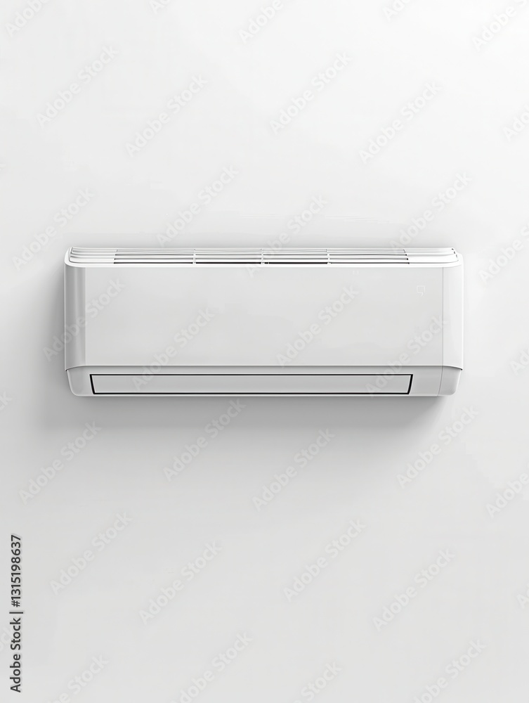 Poster clean air conditioner mounted on a white wall emphasizing simplicity for installation guides and pro