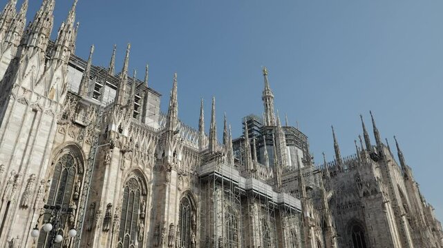Milan, Italy - February 2025 - Visiting the exterior of the historic buildings of the Lombard capital