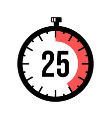 Stopwatch shows the number 25 graphic design