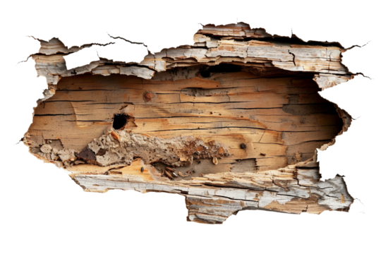 Structural Damage: Termite Hole in Wall Isolated on Transparent Background