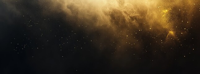 Naklejka premium Golden Dust Cloudscape Birds Fly, Night Sky