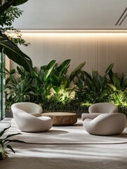 The modern living room reveals an indoor garden design concept