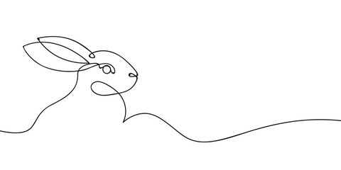 A simple continuous line drawing of a rabbit blending minimalism and modern art for a stylish aesthetic. Easter bunny. Vector illustration